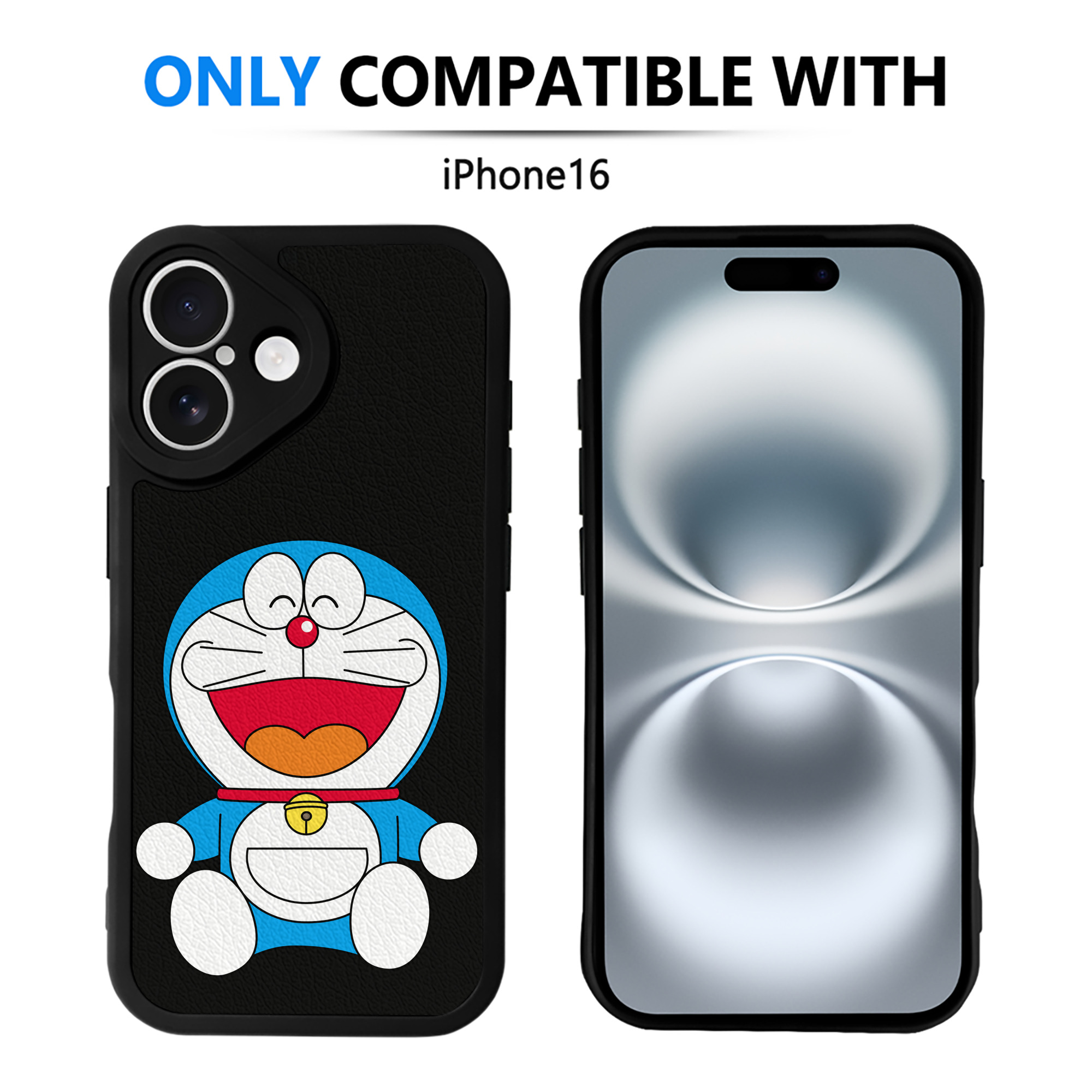 （画像用） ドラえもん Doraemon 【iPhone 16シリーズ対応】シリコンスマホケース（レザー調） 材質：シリコン